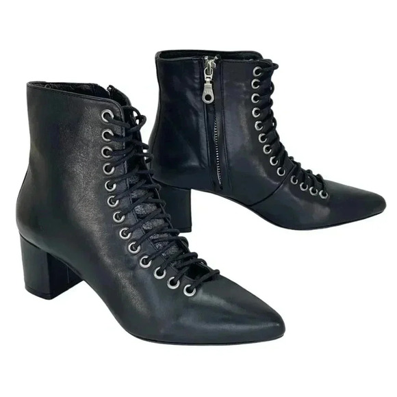 Archive Jane Black Leather Womens Booties Size 6.5N - Picture 7 of 9